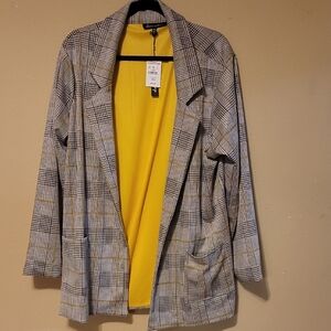Plaid Blazer with Yellow Lining